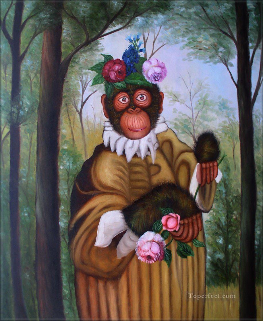 floral monkey Oil Paintings